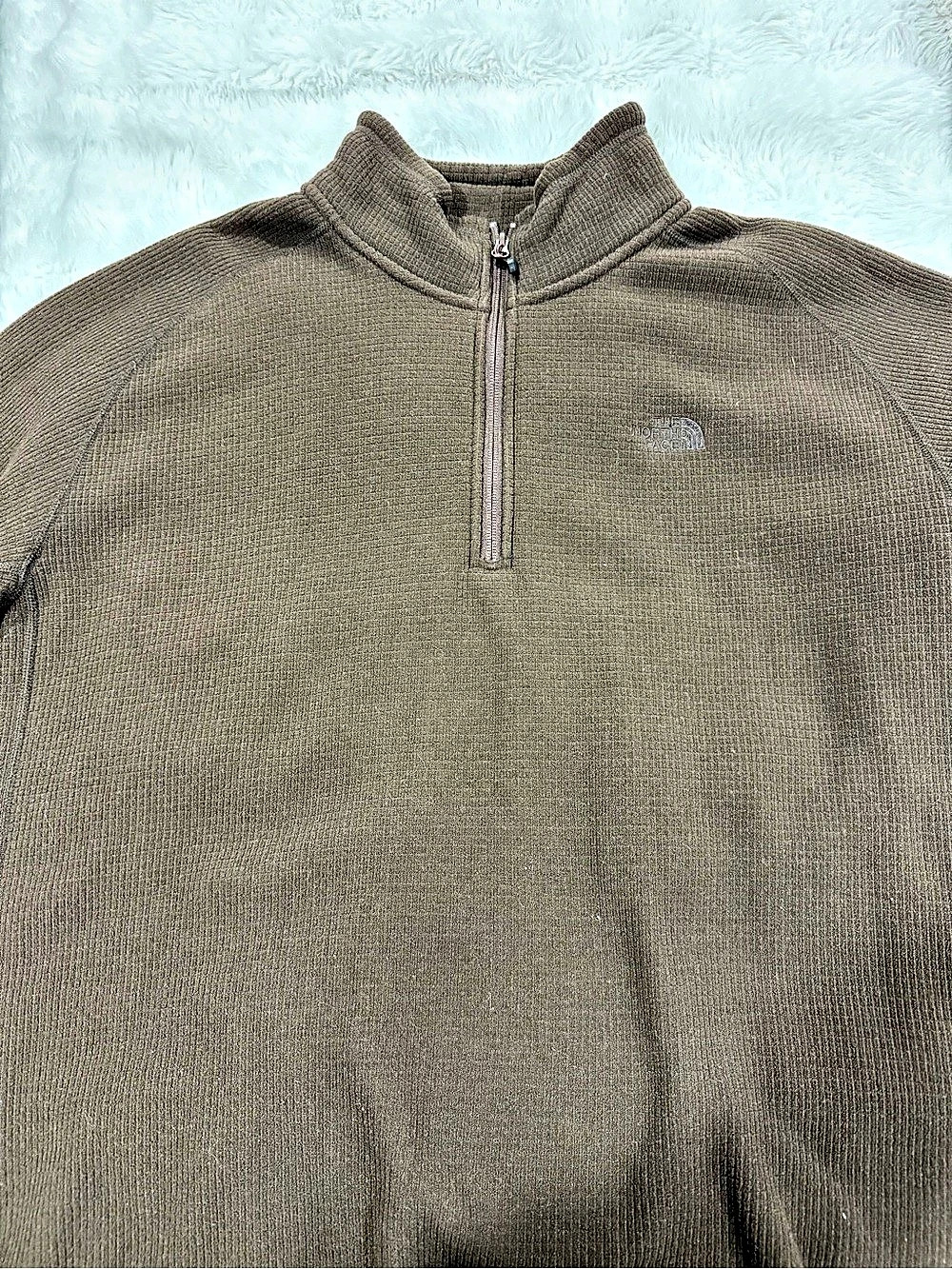 Men’s - The North Face Cedar Trail Grid Fleece 1/4-Zip Pullover Brown XXL